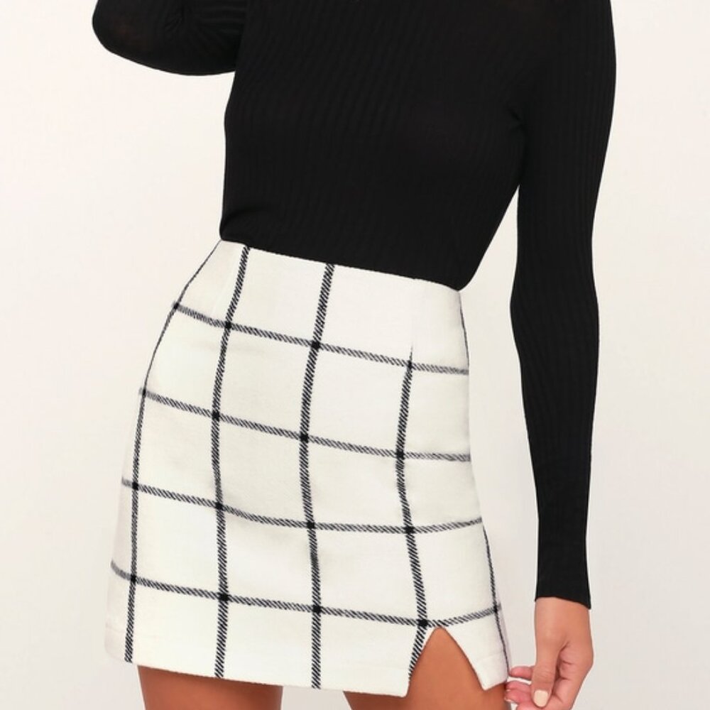 Lulus Spence White Plaid Mini Skirt